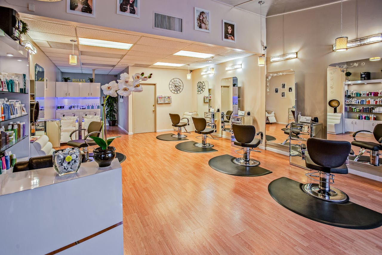 services-img Spacious and stylish hair salon interior in Del Mar, CA showcasing chic design.